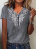 Casual Loose Lace Edge Others Shirt