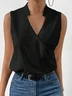 Plain Cross Neck Casual Cross Blouse