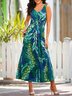 Abstract Sleeveless Grommets Lace-up Vacation Long Dress