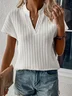 Loose Casual V Neck Plain Blouse