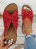 Women's Leisure Sandals Casual Bowknot Hollow out Comfy Wedge Heel Slide Toe-revealing Sandals