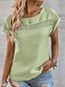 Crew Neck Hollow Out Casual Blouse