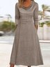 Women Plain Others Long Sleeve Comfy Casual Buckle Maxi Dress