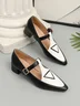 Urban Color Block Non-Slip Adjustable Buckle Low Heel T-Strap