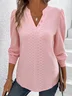 Women Casual Plain V Neck Long Sleeve Comfy T-shirt