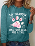 Crew Neck Long Sleeve Text Letters Regular Micro-Elasticity Regular Fit Blouse For Women