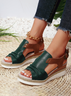 Casual Plain Blocking Hook-Loop Block Heel Slide Sandals