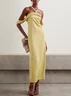 Women Plain Strapless Sleeveless Comfy Vacation Maxi Dress