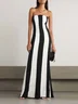 Women Striped Strapless Sleeveless Comfy Sexy Maxi Dress