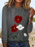 Casual Floral Crew Neck Long Sleeve T-shirt