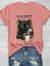 Casual Cat Crew Neck Short Sleeve T-shirt