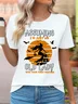 Halloween Witch Casual Text Letters Crew Neck Short Sleeve T-shirt