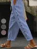 Casual Striped Long Elastic Waist Pocket Stitching Pant