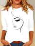 Casual Figure Crew Neck Long Sleeve T-shirt