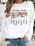 Casual Crew Neck Floral Sweatshirt