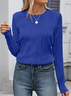 Crew Neck Long Sleeve Plain Regular Micro-Elasticity Loose Blouse For Women