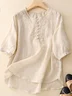 Shirt Collar Long Sleeve Plain Regular Loose Blouse For Women