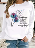 Casual Crew Neck Text Letters Sweatshirt