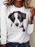 Casual Dog Crew Neck Long Sleeve T-shirt