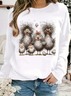 Casual Crew Neck Animal Sweatshirt