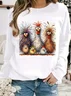 Casual Crew Neck Animal Sweatshirt