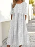 Women Plain Crew Neck Half Sleeve Comfy Casual Maxi Dress