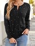 Women Yarn/Wool Yarn Plain Long Sleeve Comfy Casual Imitation Pearls Cardigan