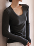 Casual Soft Comfy Plain Crew Neck Long Sleeve T-shirt