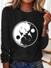 Crew Neck Long Sleeve Animal Regular Loose Blouse For Women