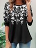 Casual Floral Crew Neck Long Sleeve T-shirt