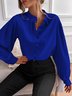 V Neck Long Sleeve Plain Lace Regular Regular Fit Blouse For Women