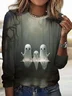 Casual Halloween Crew Neck Long Sleeve T-shirt