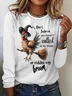 Casual Animal Crew Neck Long Sleeve T-shirt