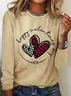 Casual Heart/Cordate Crew Neck Long Sleeve T-shirt