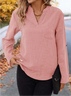 Notched Long Sleeve Plain Lace Regular Regular Fit Blouse For Women