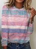 Casual Abstract Stripes Crew Neck Long Sleeve T-shirt