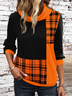 Casual Turtleneck Plaid Sweatshirt Zipper