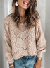 Women Yarn/Wool Yarn Color Block Long Sleeve Comfy Casual Sweater