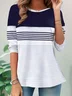 Casual Striped Crew Neck Long Sleeve T-shirt