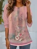 Casual Floral Crew Neck Long Sleeve T-shirt