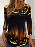 Casual Halloween Crew Neck Long Sleeve T-shirt