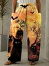 Casual Halloween Loose Cotton And Linen Long Pants