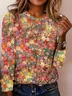 Casual Floral Crew Neck Long Sleeve T-shirt