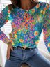 Casual Floral Crew Neck Long Sleeve T-shirt