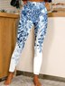 Casual Leaf Print Soft Long Leggings