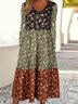 Women Floral Crew Neck Long Sleeve Comfy Casual Lace Maxi Dress