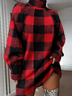 Women Plaid V Neck Long Sleeve Comfy Casual Midi Dress