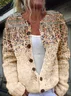 Women Knitted Abstract Graphic Long Sleeve Comfy Casual Cardigan