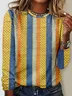 Casual Striped Crew Neck Long Sleeve T-shirt