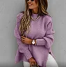 Women Yarn/Wool Yarn Plain Long Sleeve Comfy Casual Sweater